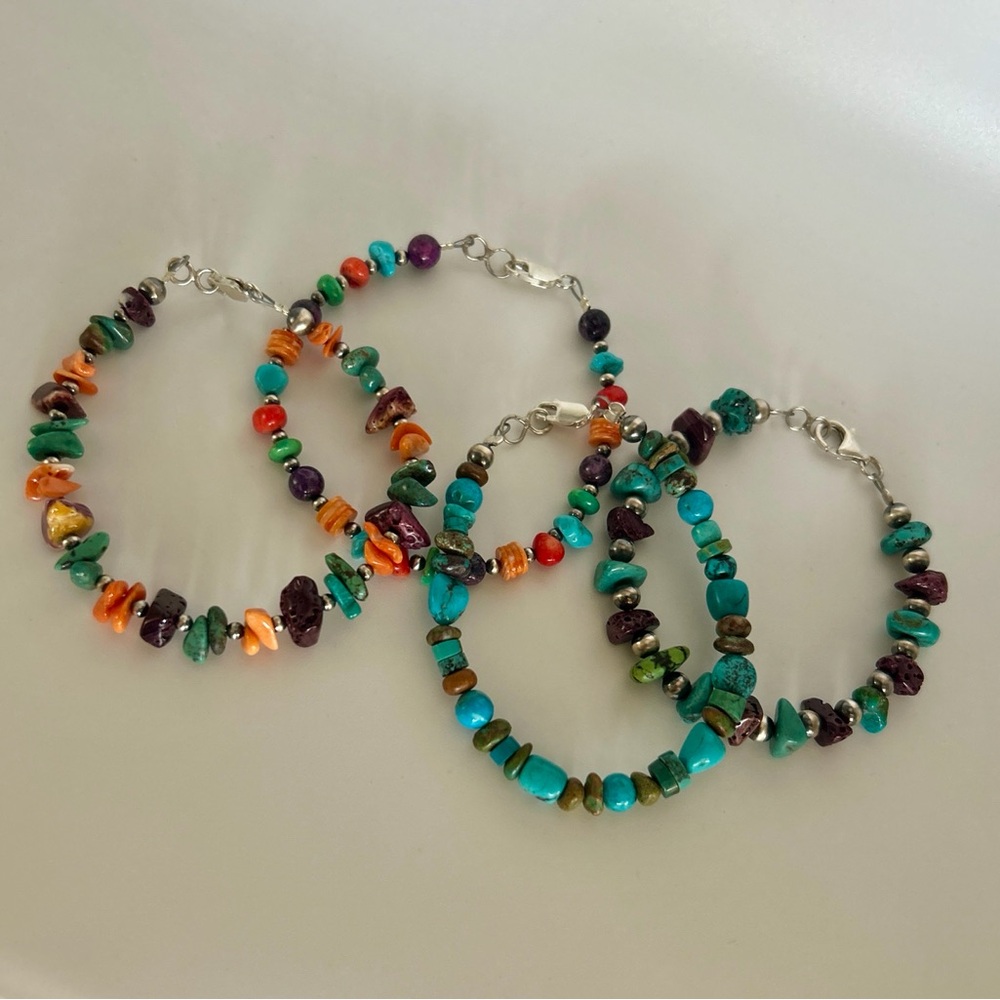 SOLD Navajo Pearl Turquoise Multistone Beaded Bracelet Set